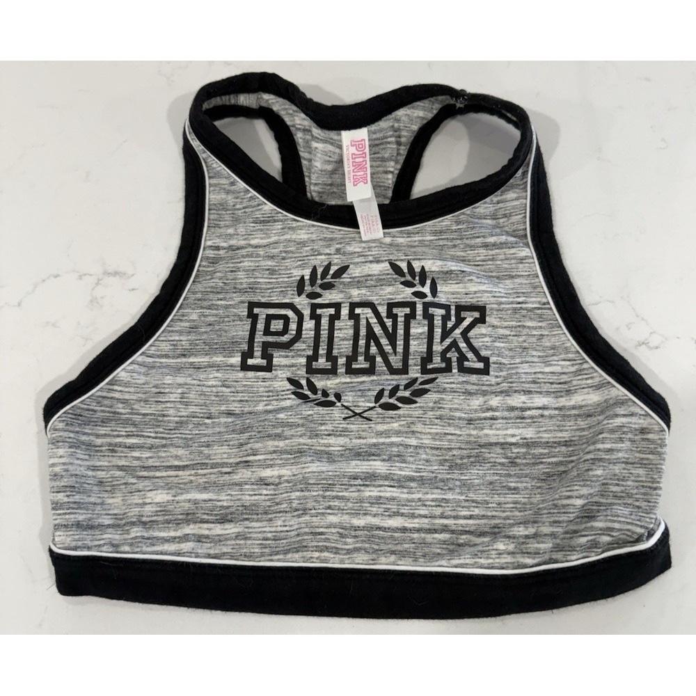 Victoria's Secret PINK‎ High-NeckSports bra Racerback Gray Size Small (AA-C)